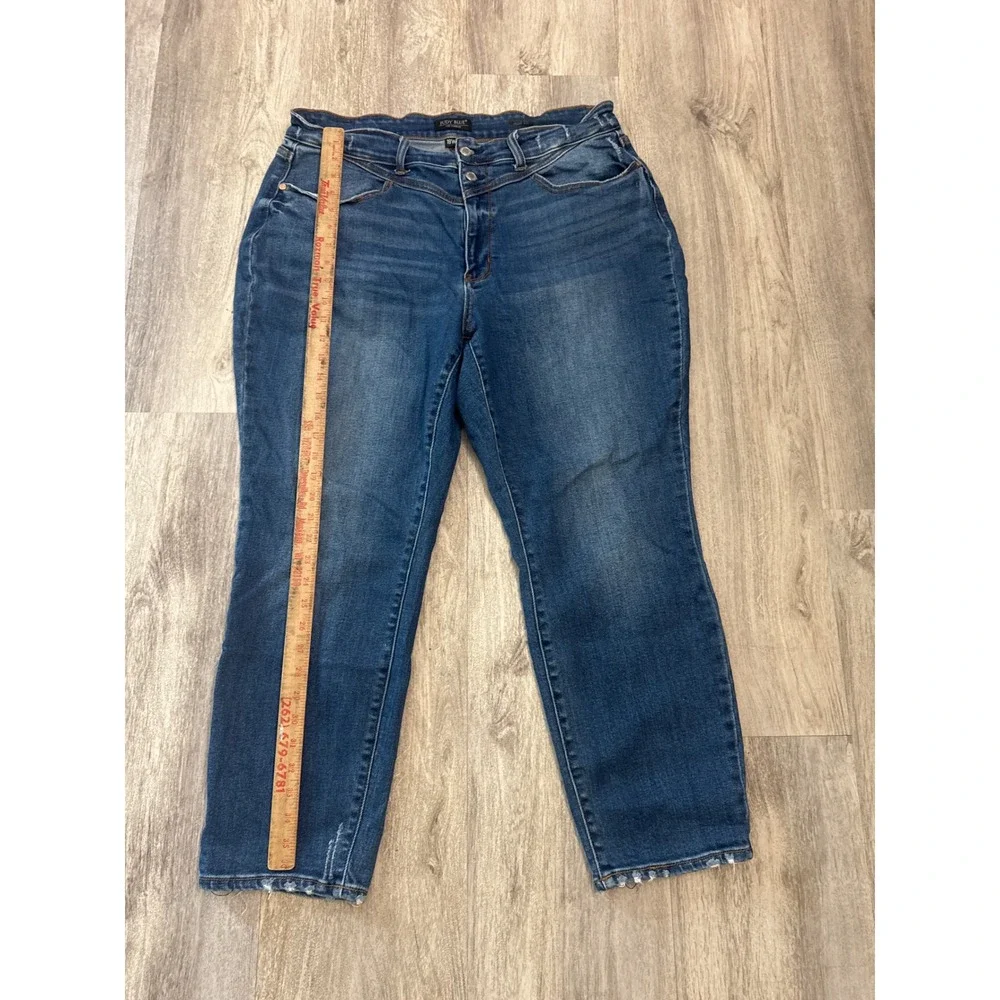 Judy Blue Slim Fit High Rise Dark Wash Distressed Hem Jeans 18W